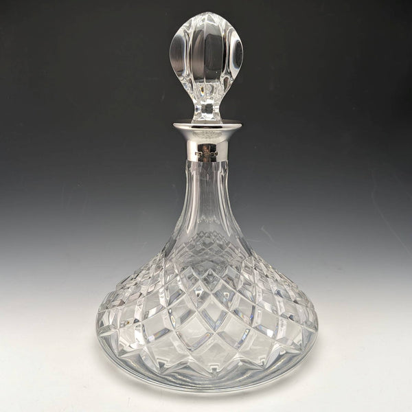 Made in England Cut glass Sterling silver decoration Ships decanter MAPPIN and WEBB
